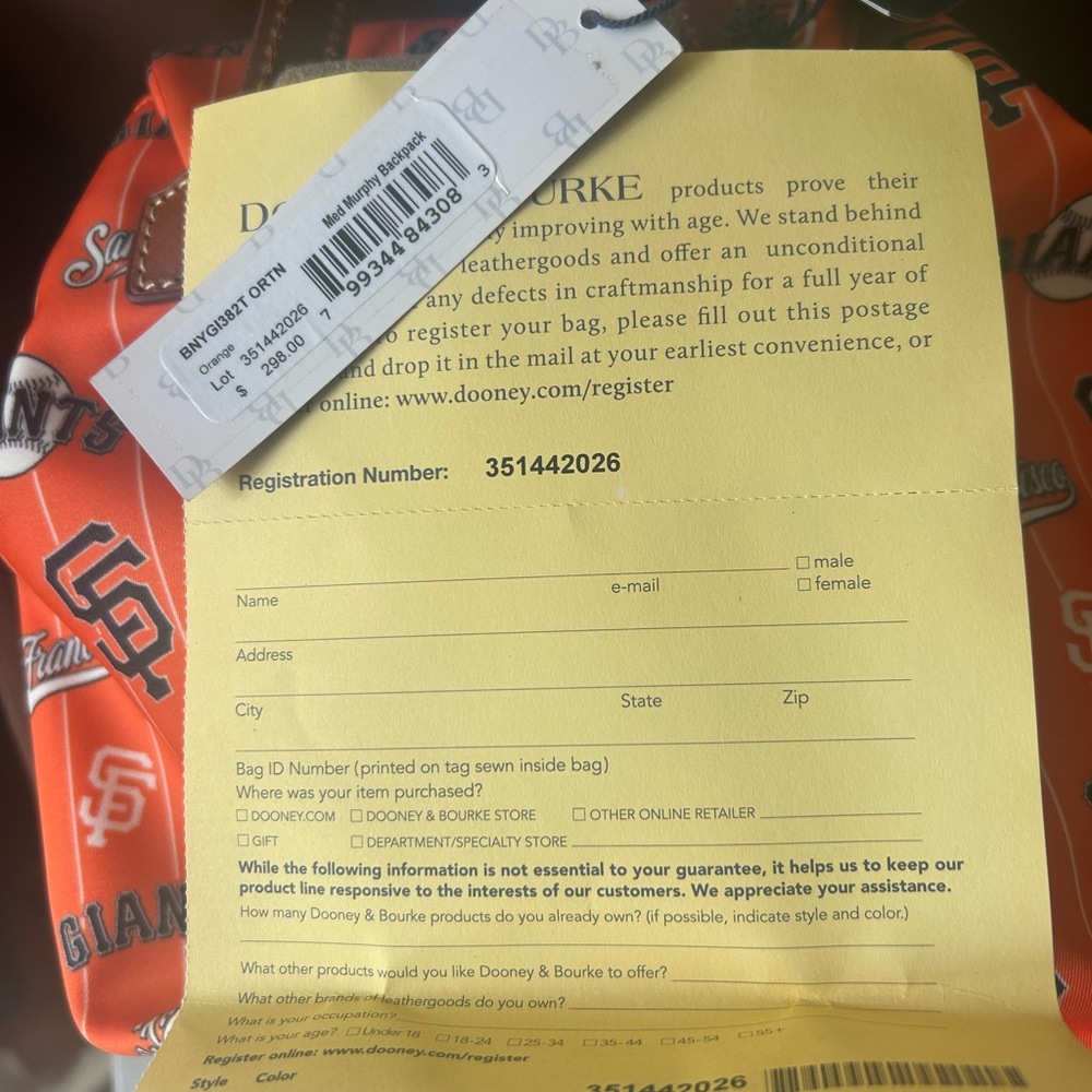Dooney & Burke San Francisco Giants Medium Murphy Backpack - Picture 6 of 7
